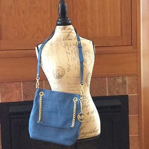 Michael Kors Dark Chambray/Gold leather purse